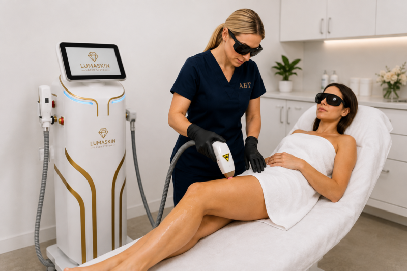 Students observing tutor deliver hands-on practical skincare treatment during accredited beauty training academy course.